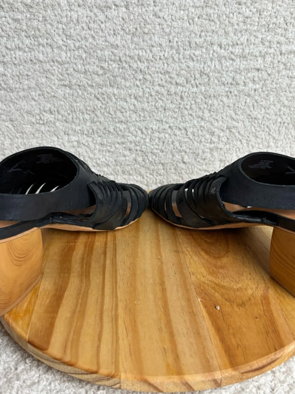 Lucky Brand Sandals Womens 9M Natissha High Block Heel Leather Hippie in Black